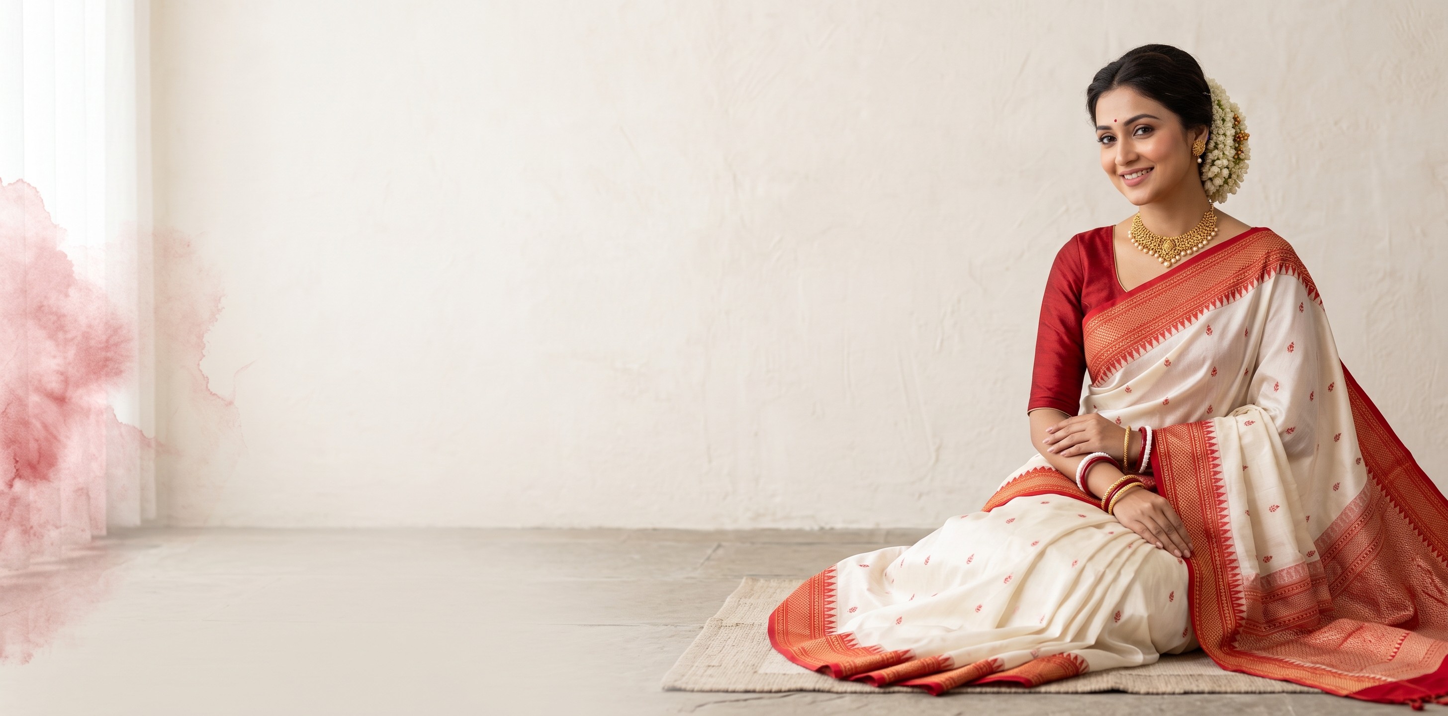 House of Gargi — Shwet-Raktam Sacred Ivory Garad Silk