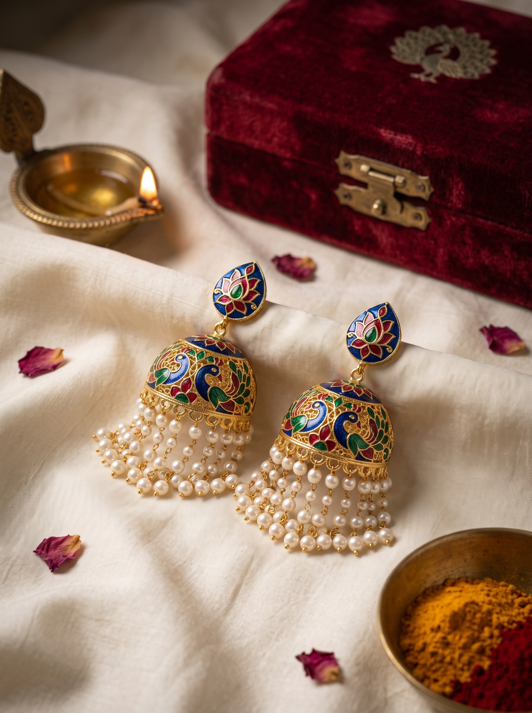 Meenakari Jhumka Earrings