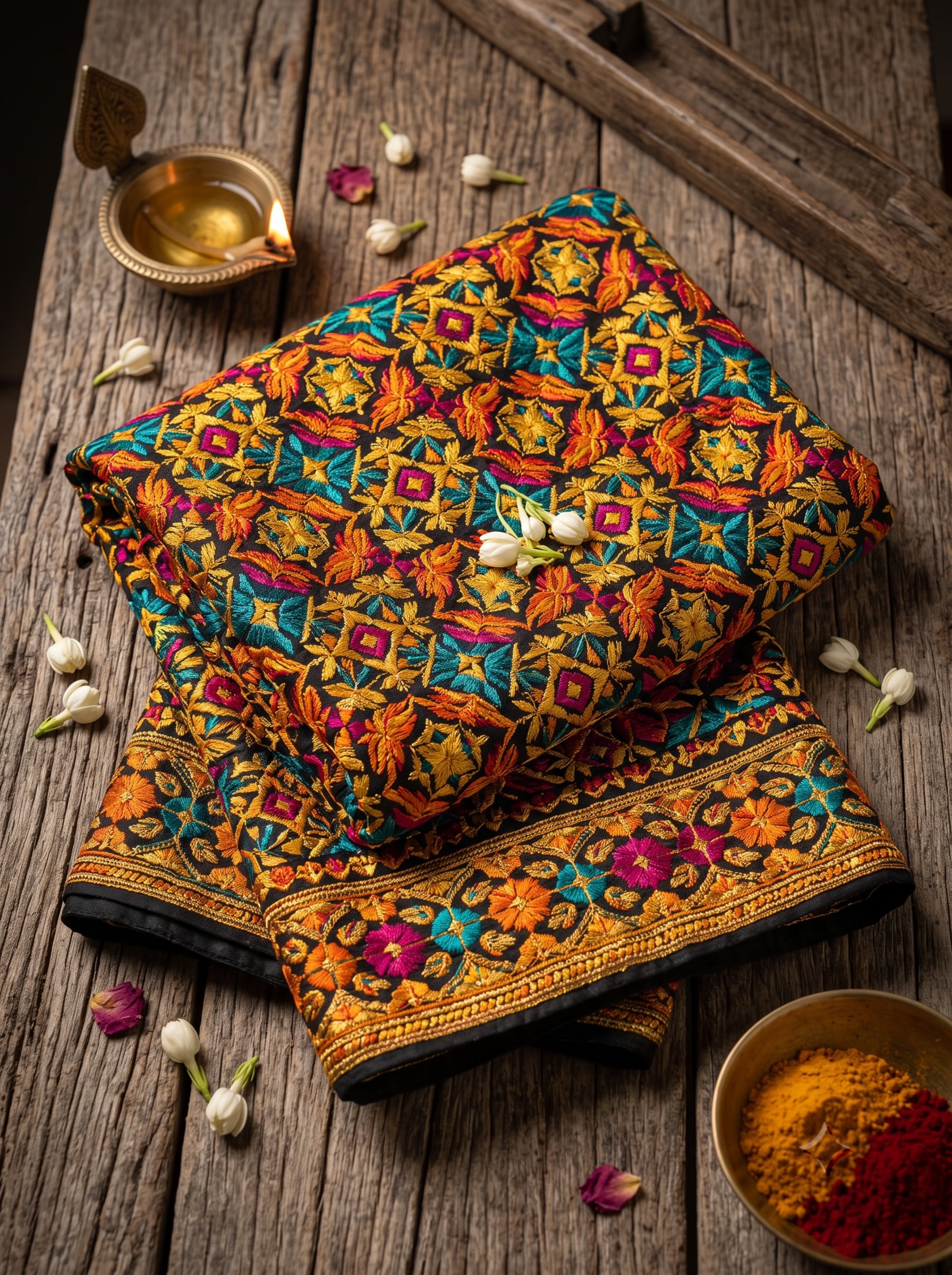 Phulkari Silk Dupatta