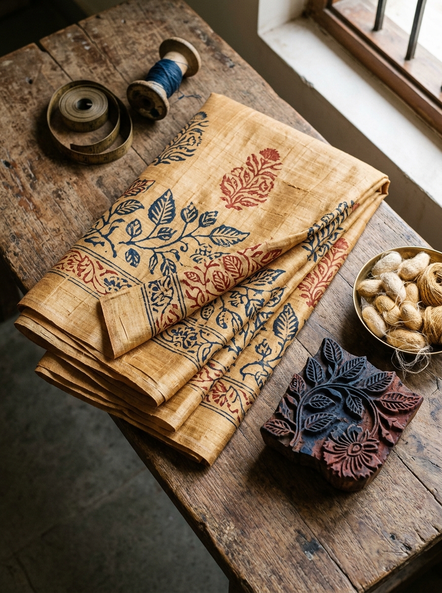 Tussar Silk Block Print